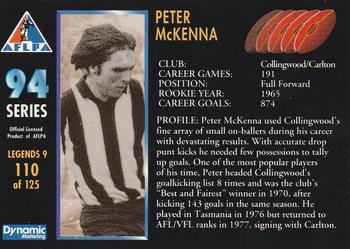 1994 Dynamic AFLPA #110 Peter McKenna Back